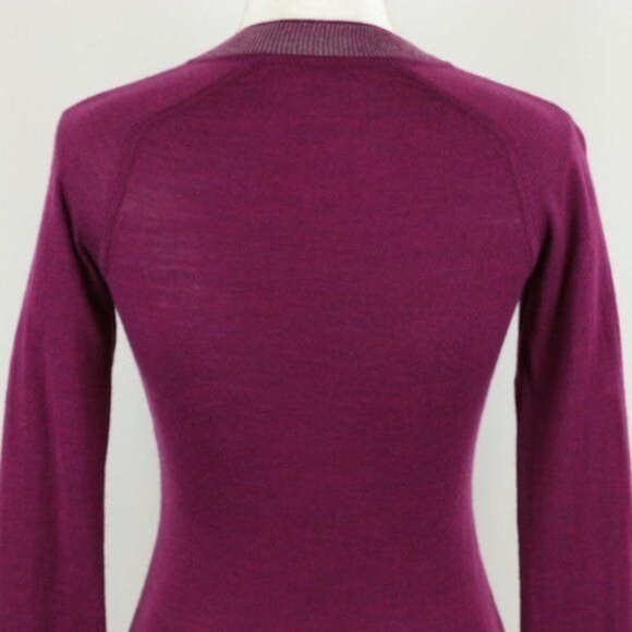 Rag & Bone Women's Extra Small Purple Gray Merino Wool V-Neck Tight Knit Sweater - Picture 4 of 8
